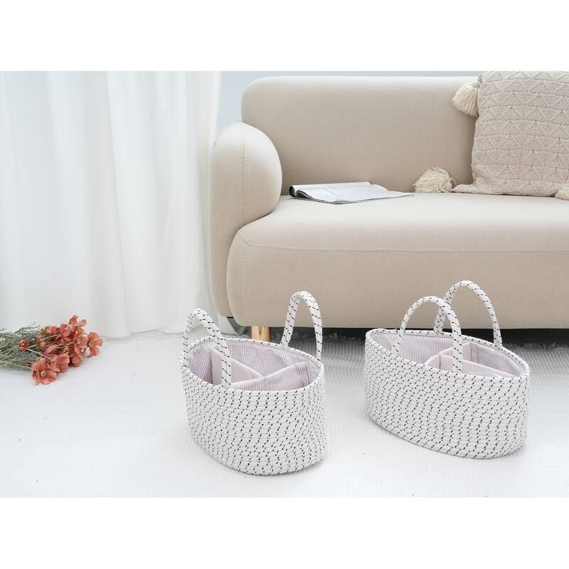 1 Pack Woven Storage Basket, Shelf Closet Storage Bin, Organizer Bin - White