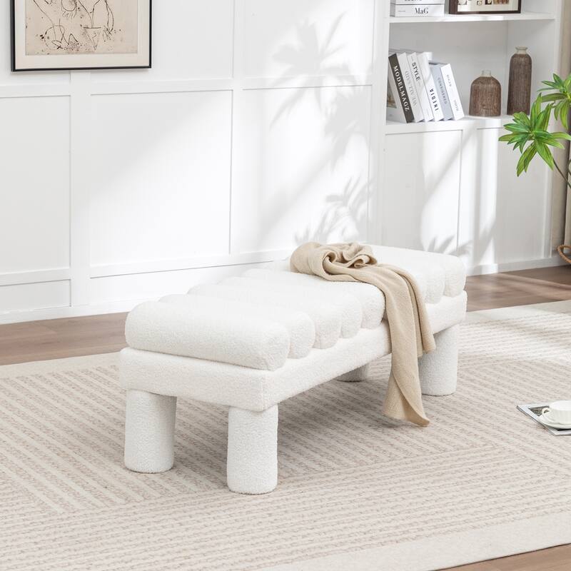 SEYNAR Modern Teddy Velvet Upholstered Rentangle Ottoman