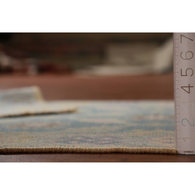 Hand Knotted Oriental 100% Wool Carpet Transitional Floral Navy Blue & Blues Oushak Runner Rug - 17' 2'' X 3' 1''