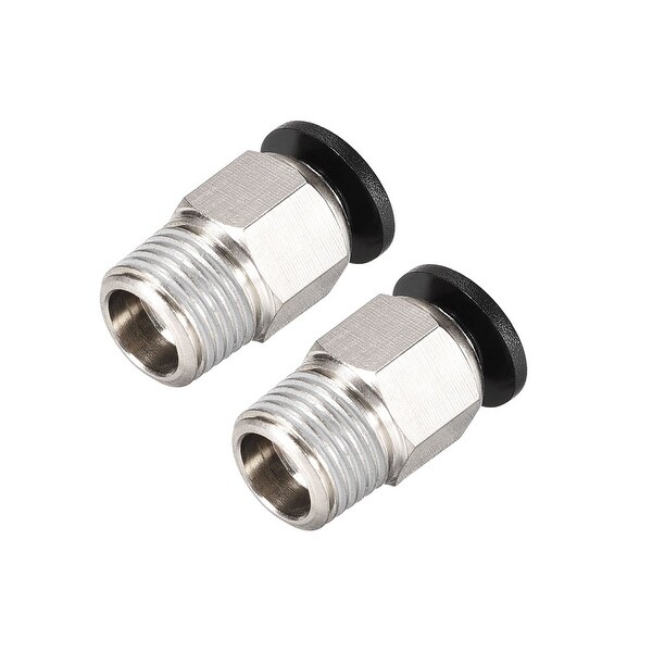 Straight Pneumatic Push to Quick Connect Fittings 1/8NPT x 4mm Silver Tone 2pcs