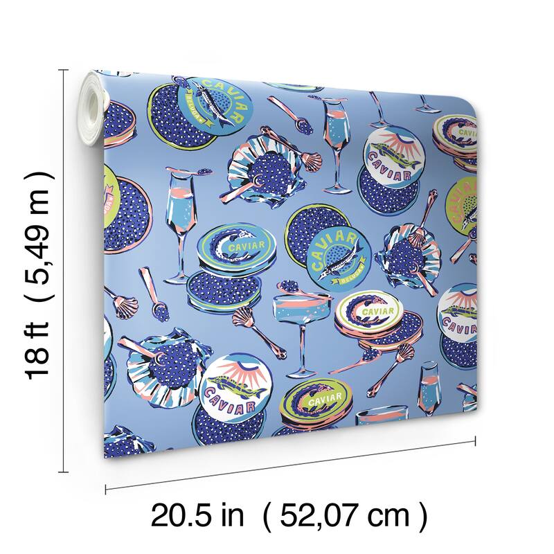 Champagne and Caviar Blue Peel and Stick Wallpaper