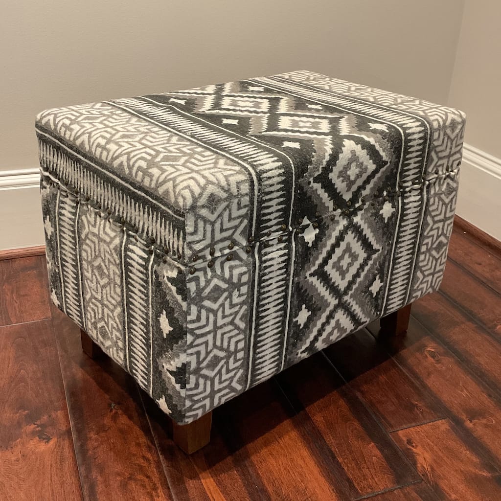 HERAT ORIENTAL Handmade Cloth Upholstered Wooden Storage Stool