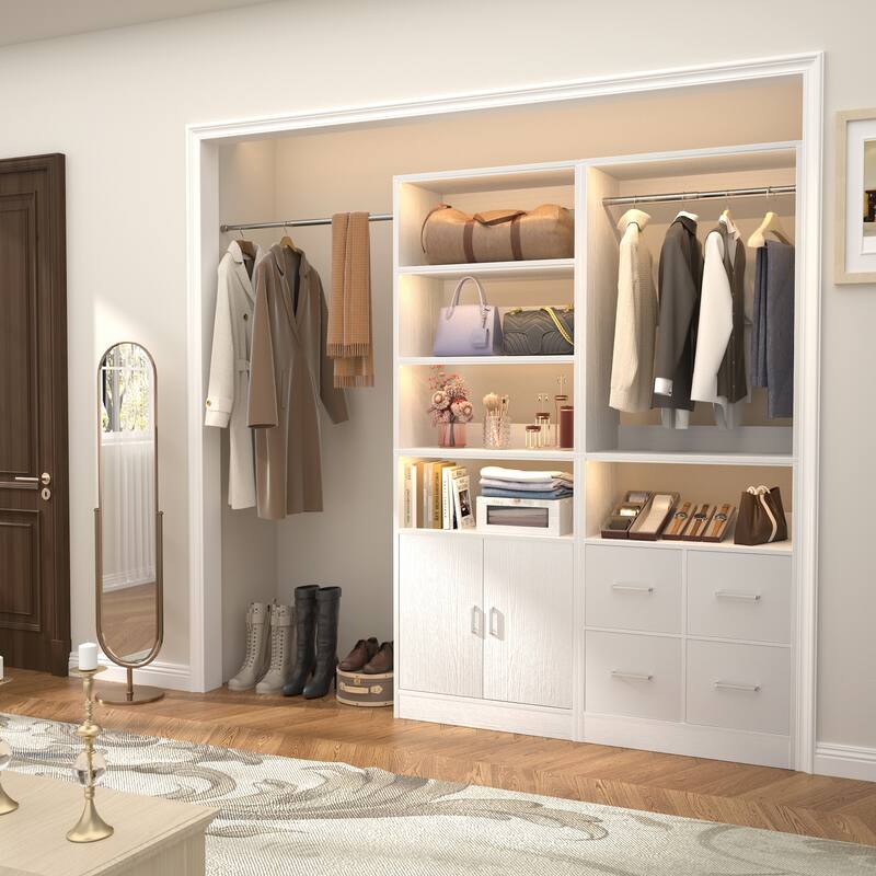 Rackcog Set of 2 Closet Organizer with 2 Doors, Closet System with Drawers for Walk-in Closet
