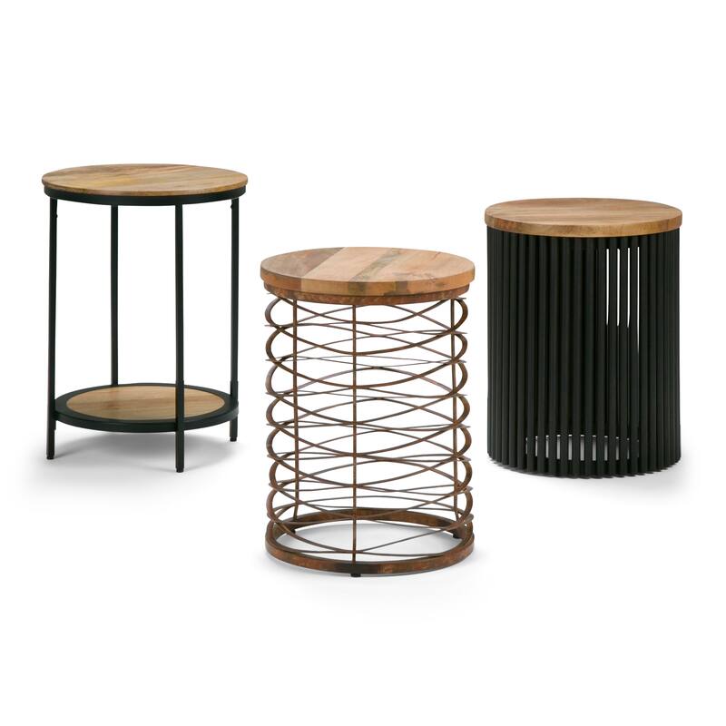 WYNDENHALL Alrich Industrial 18 inch Wide Metal Round Accent Side Table - 18 W x 18 D x 24 H
