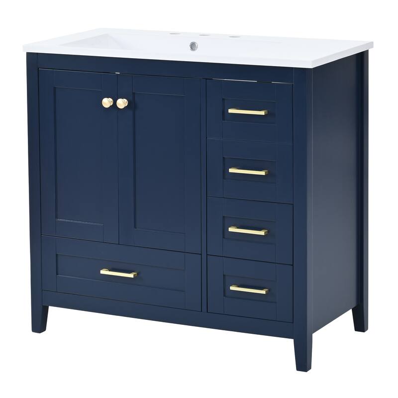 36'' Bathroom Vanity with Sink Combo Set, Modern Bathroom Cabinet with 4 Drawers