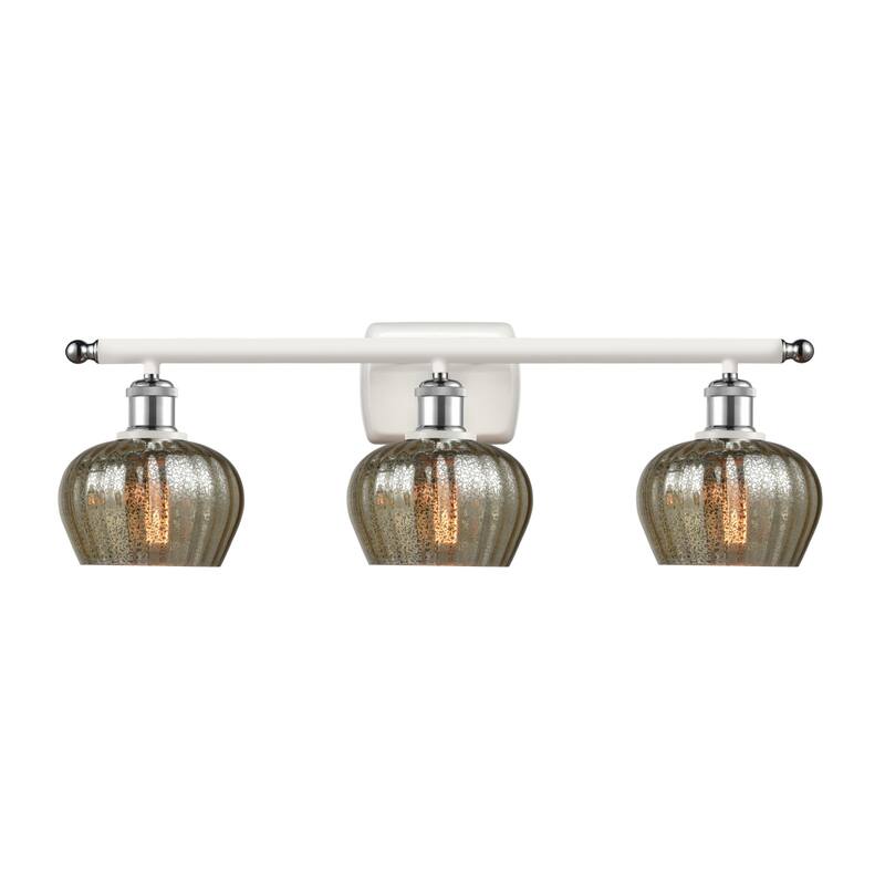 Innovations Lighting Fenton 3 Light 26" Wide Bathroom Vanity Light - White and Polished Chrome / Mercury
