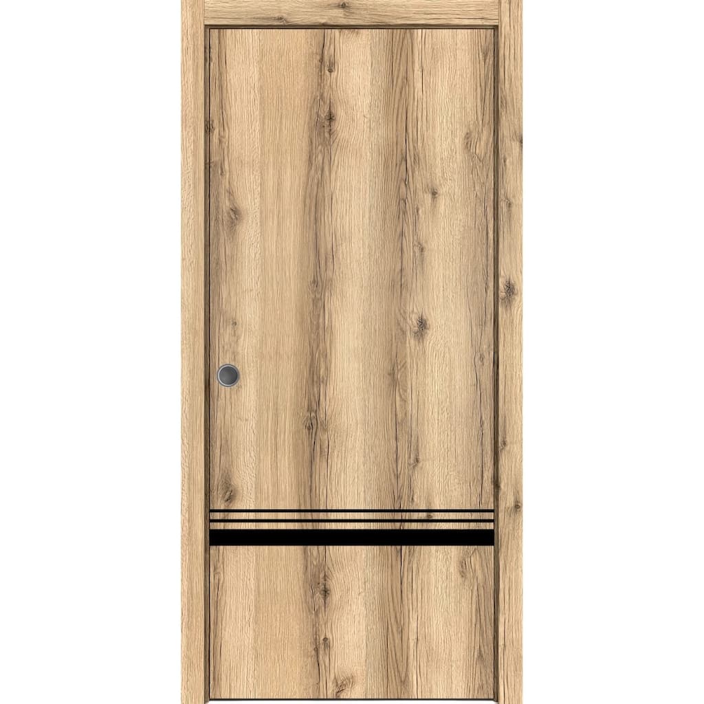 French Pocket Door 18 x 80 with Planum 0012 Oak with Kit Trims Rail