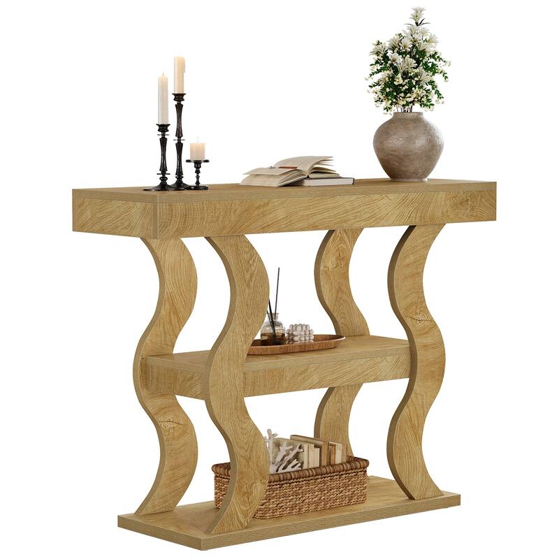 3-Tier Small Console Table for Entryway, 41" Narrow Wood Sofa Table