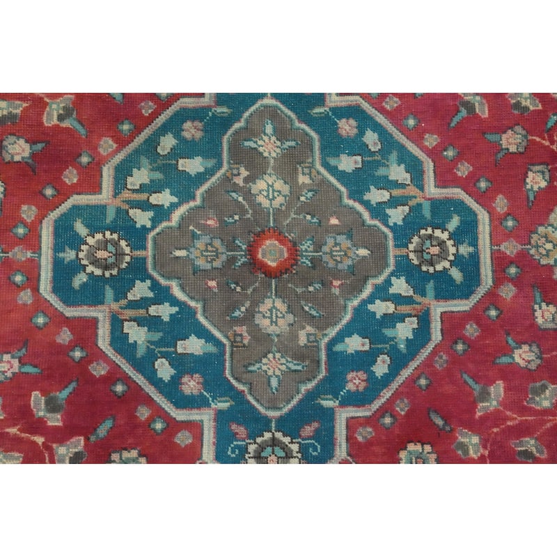 Hand Knotted Oriental 100% Wool Carpet Traditional Floral Pink Tabriz Area Rug - 6' 3'' X 4' 7''