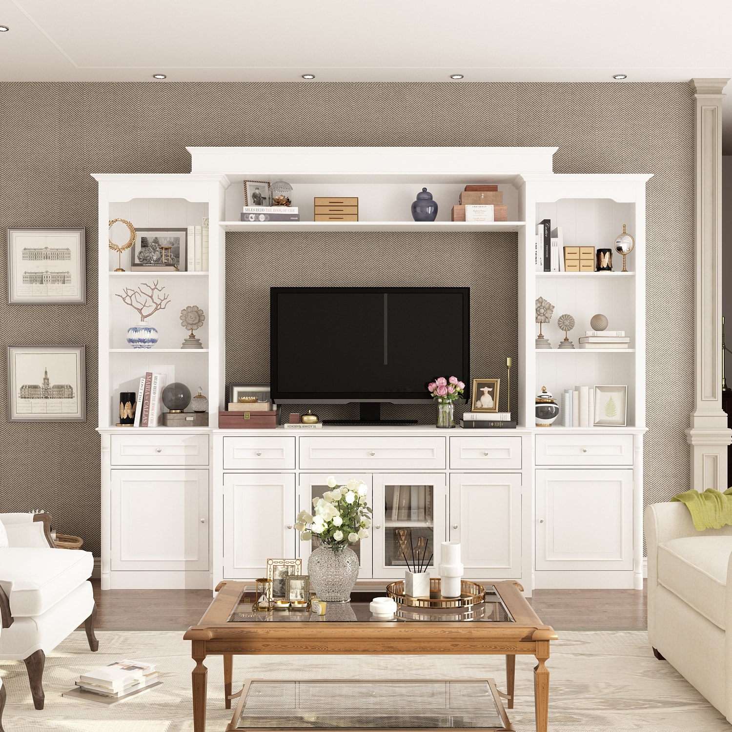 Large built in entertainment best sale center