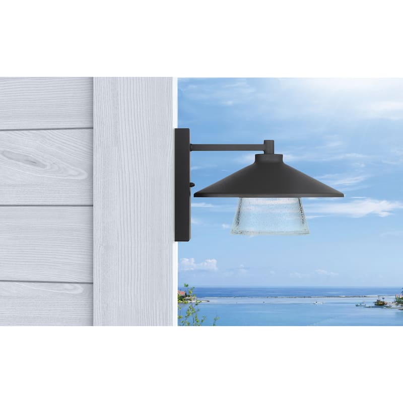 Access Lighting Silo - Marine Grade LED Outdoor Sconce - Black Finish - Seeded Glass