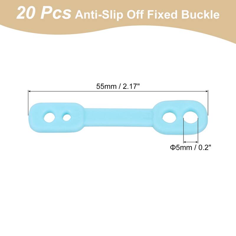 20Pcs Clothes Hanger Windproof Strip, Anti-Slip Off Fixed Buckle - 55mm/2.17" - Blue