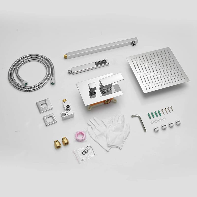 Polished Chrome 1-handle Square Shower Faucet Shower System - 15.75"*10"