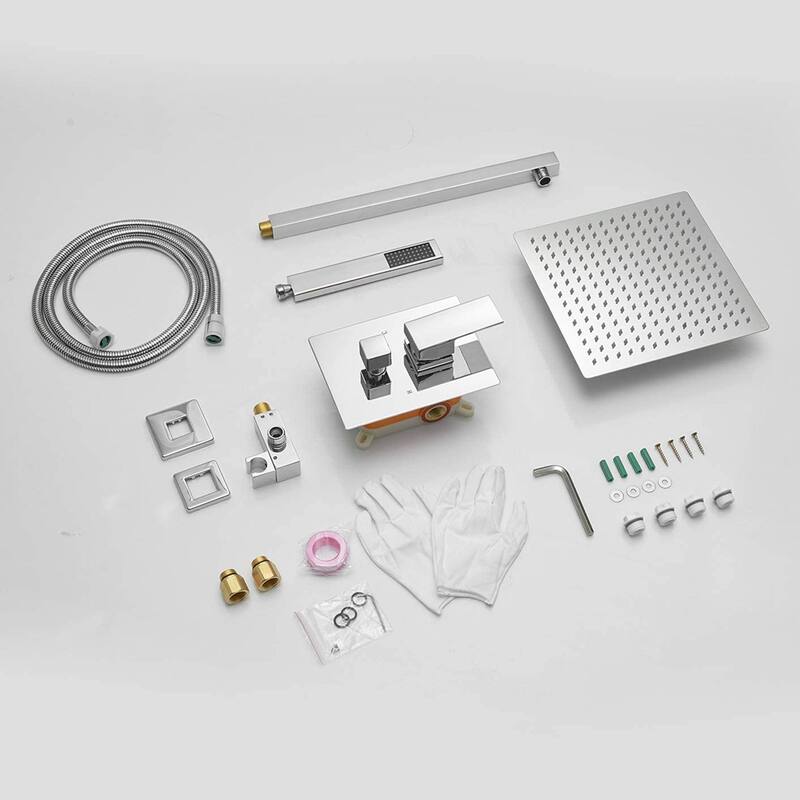 10 Inch Square Bathroom Shower Combo Set - 19.09"D x 14.96"H x 13.98"W