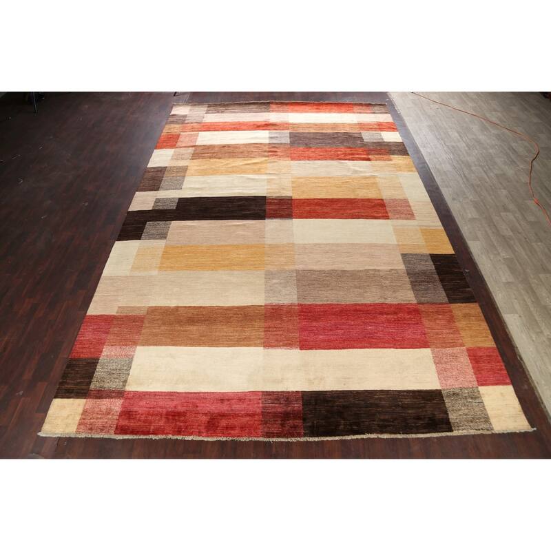 Geometric Gabbeh Kashkoli Oriental Area Rug Wool Handmade Carpet - 12'1" x 18'4"