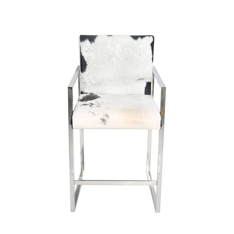 Chrome Stainless Steel Frame Chair with Black and White Hairline Leather