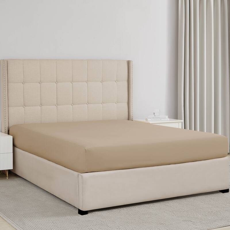Vilano Extra Deep Pocket Fitted Bed Sheet , 2 pack, Fitted Sheet Only, Bed Sheet Seperates - Twin - Taupe