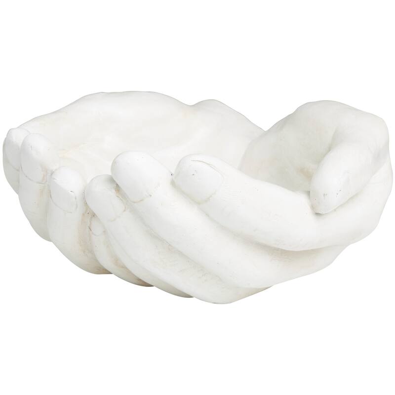 Classic Polystone Open Hands Sculpture - White or Gold
