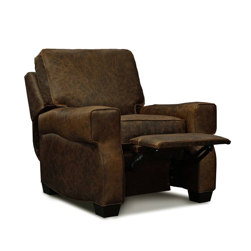 Cordova 100% Top Grain Leather Mid-century Manual Push-Back Recliner