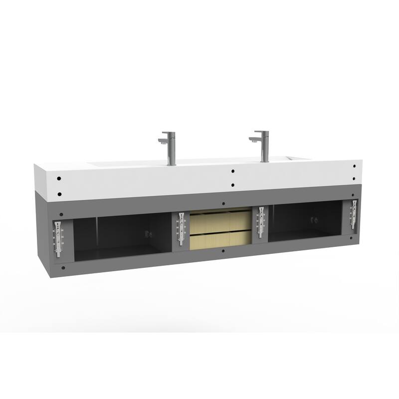 Nile 72" Wall Mounted Bathroom Vanity Set w/ White Top