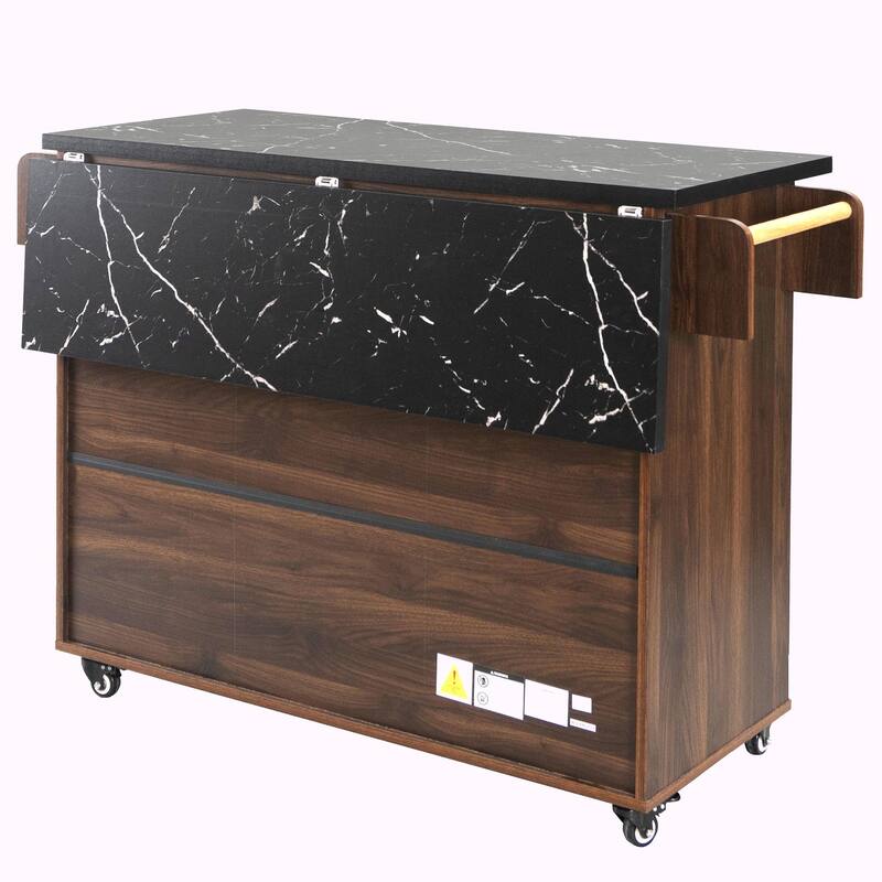 Kitchen Island with Trash Can Storage and Adjustable Shelf