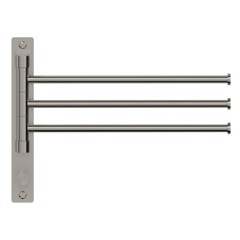 GRANDJOY Wall-Mounted Stainless Steel Swivel Towel Bar with 3 Rotatable Arms - Brushed Nickel