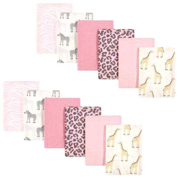 slide 1 of 1, Hudson Baby Infant Girl Cotton Flannel Burp Cloths, Girl Safari, One Size - Girl Safari - One Size One Size - Girl Safari