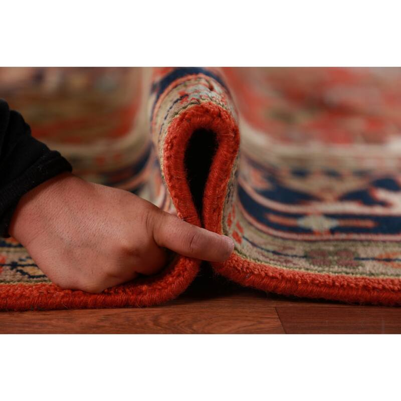 Geometric Heriz Serapi Indian Rug Hand-Knotted Oriental Wool Carpet - 8'11" x 11'11"