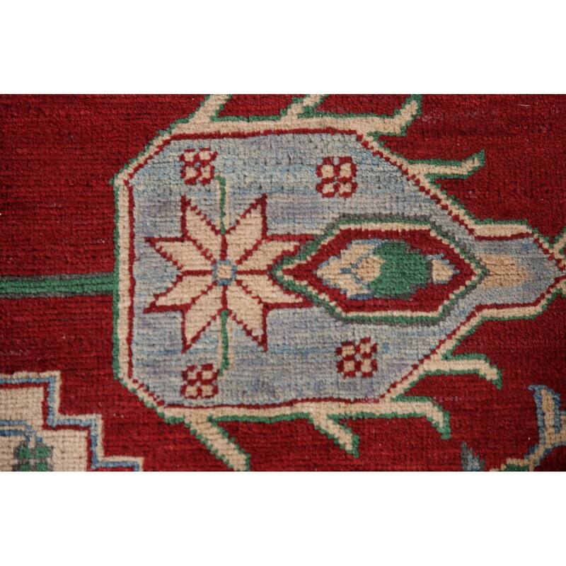 Kazak Area Rug Handmade Geometric Red Wool Carpet - 6'6" x 9'11"