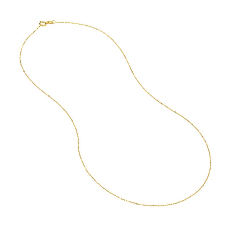 Curata 14k Yellow Gold 0.75mm Rope Chain Necklace (Spring Ring)
