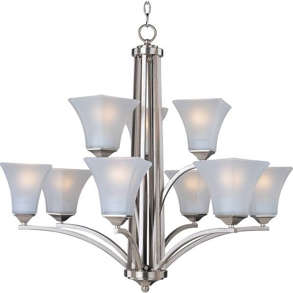 slide 1 of 1, Maxim Aurora 9-light Satin Nickel Multi-tier Chandelier