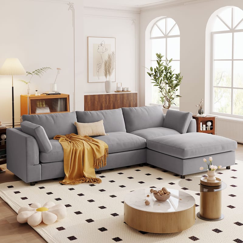 Upholstery Convertible Sectional Sofa, L Shaped Couch with Reversible Chaise