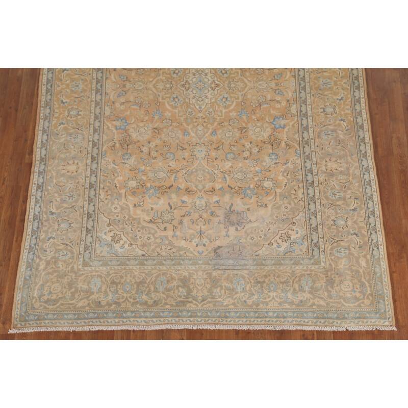 Mashad Persian Vintage Area Rug Hand-Knotted Wool Carpet - 6'6"x 9'10"