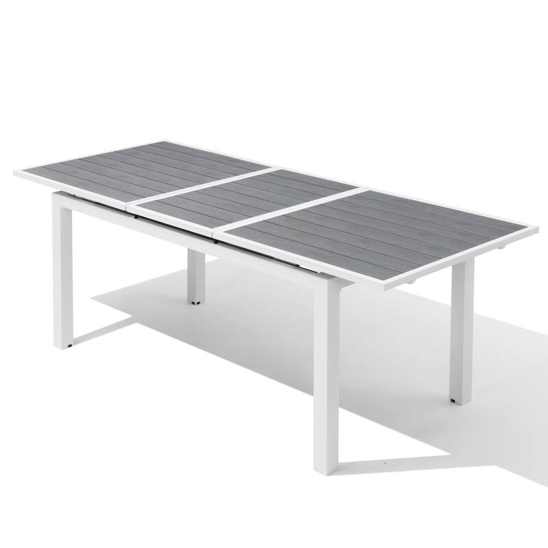 Outdoor Extendable Dining Table Aluminum with Extension Leaf - 63.19-83.07" L x 33.66" W x 30.51" H