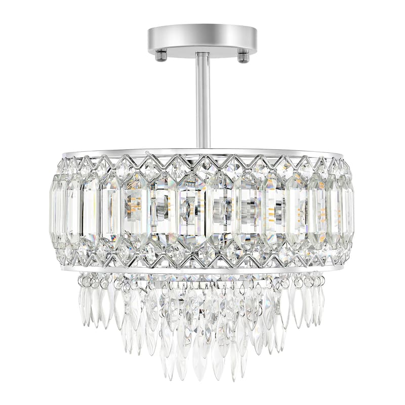 GetLedel 3-Light Dimmable Crystal Semi-Flush Mount Chandelier