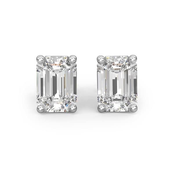 2.00CT Princess Baguette Round Cut Created Diamond Stud Earrings 14K White Gold