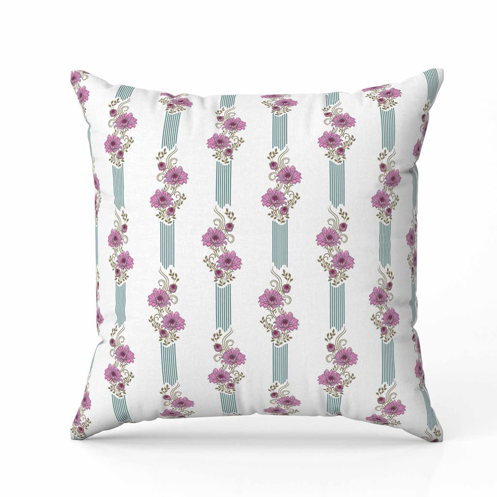Floral Luminosity Indoor/Outdoor Reversible Throw Pillow White and Pink