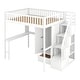 preview thumbnail 9 of 7, Full Size Wood Loft Bed with Bookshelf, Stairs Drawers, Desk and Wardrobe