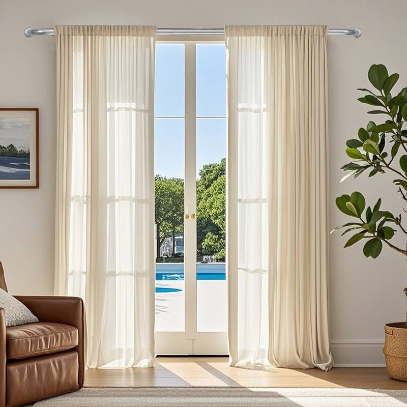 Meriville 1-Inch Diameter Wrap Around Blackout Curtain Rod, Round Base