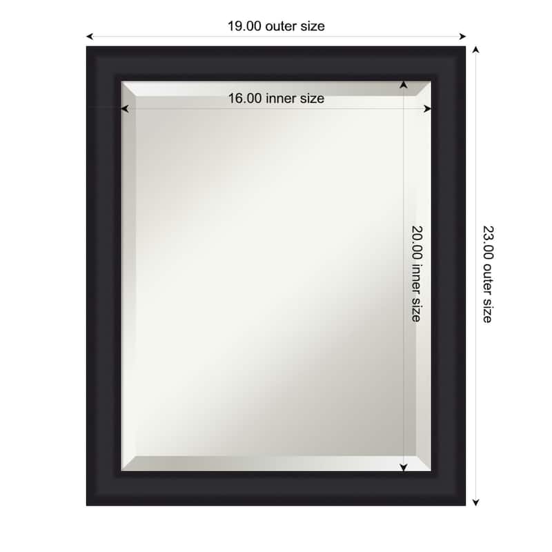 Oliver Narrow Beveled Wood Framed Wall Mirror - 19 x 23 in - Oliver Black Narrow