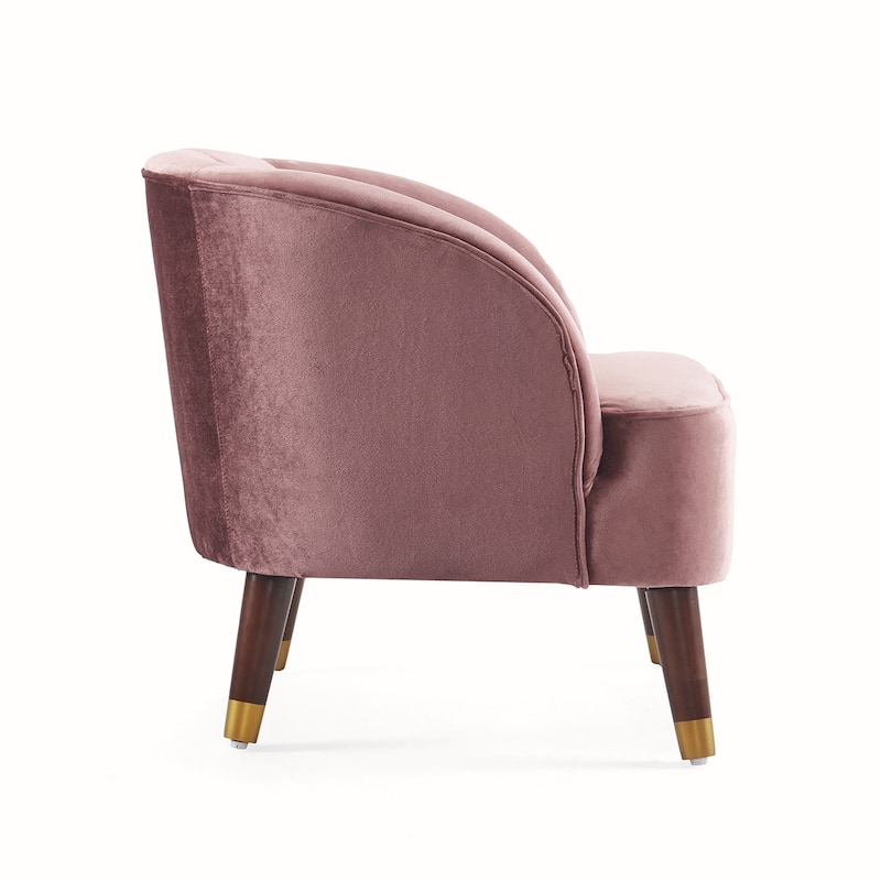 Velvet Barrel Chair With Wooden Legs