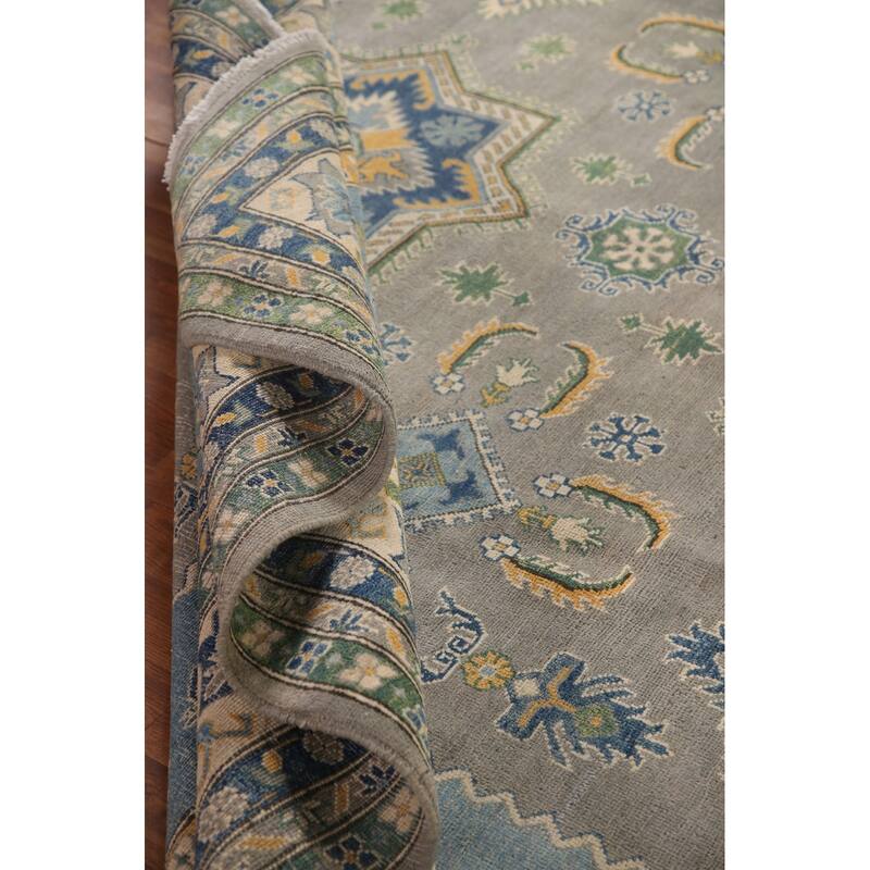 Traditional / Geometric Kazak Area Rug Handmade Wool Carpet - 10'0"x 13'2"