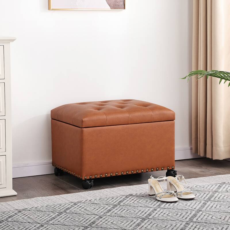 Adeco High End, Classy, Tufted Storage Bench, Ottoman Footstool