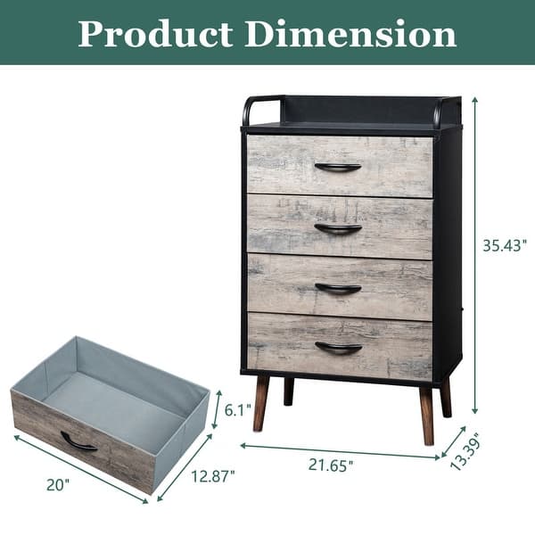 Drawer Dresser 4 Drawers Storage Dresser with Fabric Foldable Drawers ...