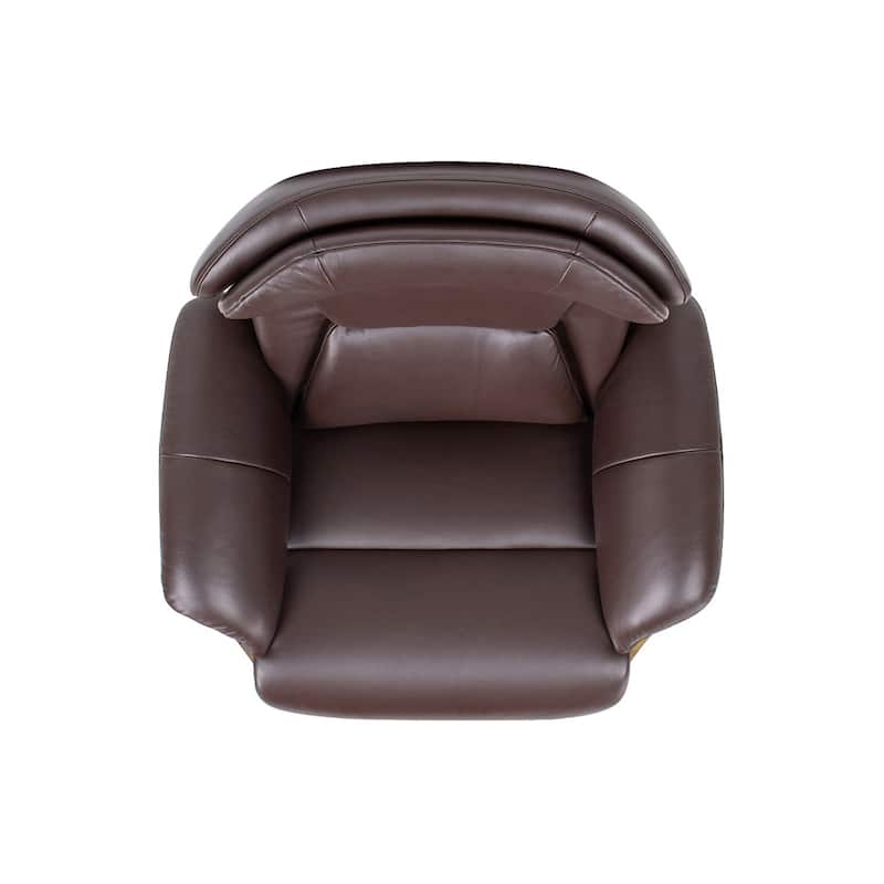 Jovan 31.5" Curved Wood Genuine Leather Recliner Lounge Chair