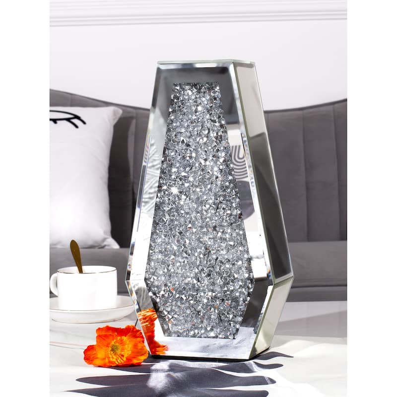 12 In Modern Mirrored Glass Table Vase
