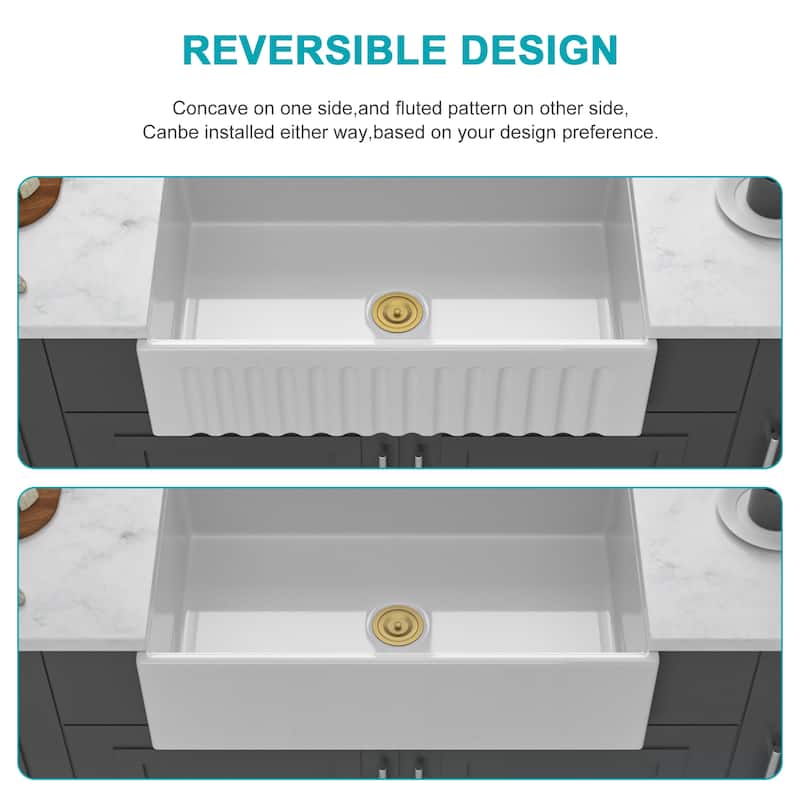 White Farmhouse Sink Workstation - Porcelain Ceramic Single Bowl Apron Front Kitchen Sink