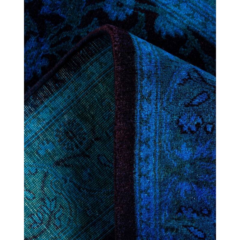 Fine Vibrance One-of-a-Kind Hand-Knotted Runner Rug - Blue, 2' 7" x 17' 6" - 2' 7" x 17' 6"