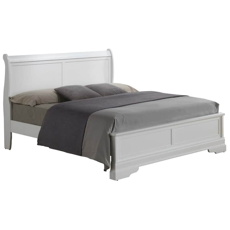White Full Bed with Classic Transitional Style, Bright Finish and Spacious Frame for Stylish and Comfortable Bedrooms