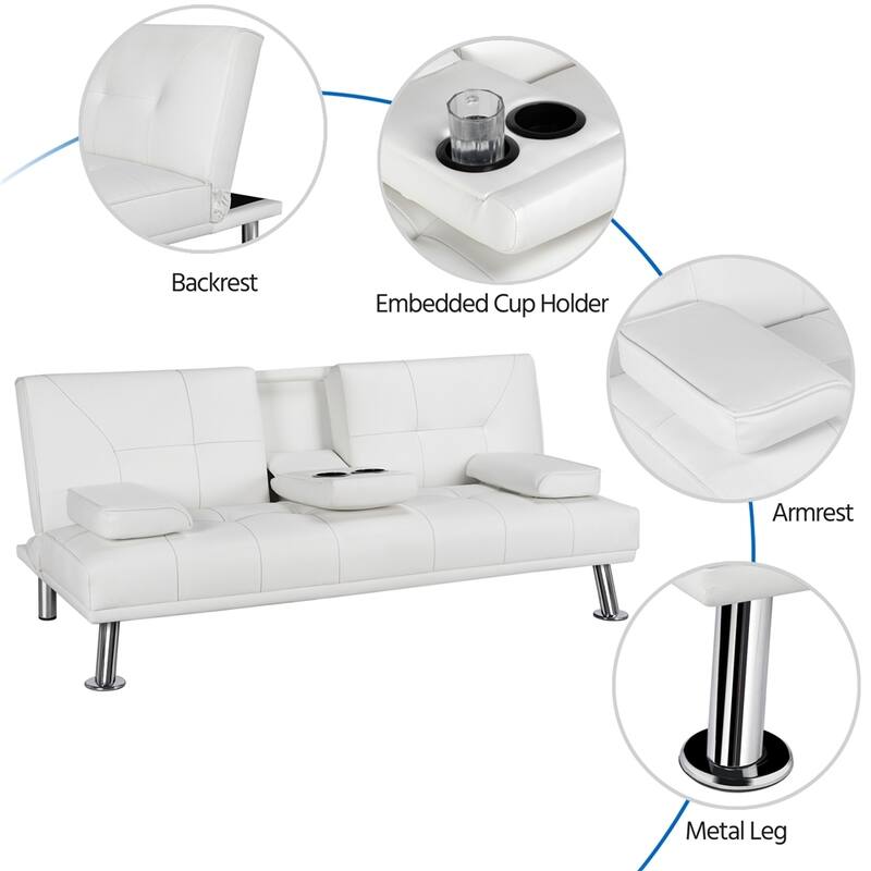Yaheetech Modern Recliner Couch Faux Leather Futon Sofa Bed